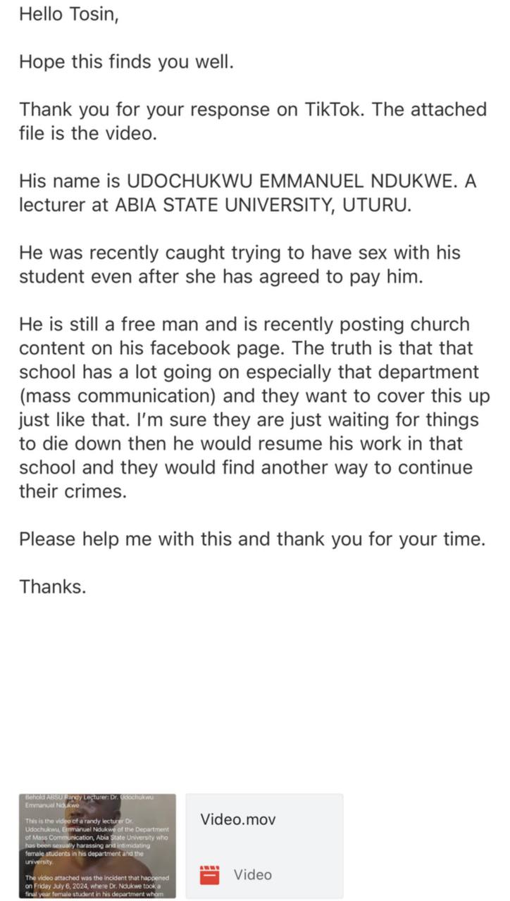 ABSU Lecturer Dr. Udochukwu Emmanuel Nudukwe Caught