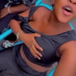Pressing Her Boobs Outside